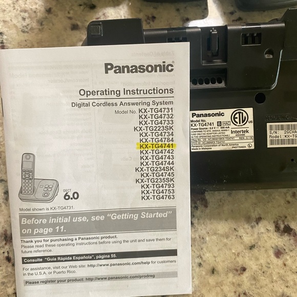 SOLD!!! Panasonic 6.0 Plus Model KX-TG4741 Cordless Phone and Answering Machine - Picture 9 of 11